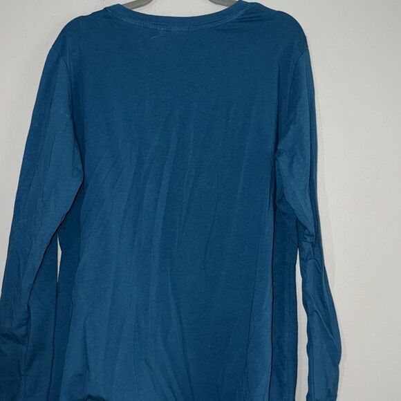 Cloud 9 dark teal blue long sleeve t-shirt longer style with a scoop neck - Picture 5 of 6